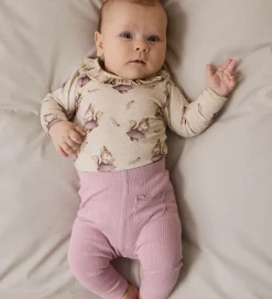Leggings-Name It Leggings - Rib - NbfSiva - Keepsake Lilac m. Hulmønster