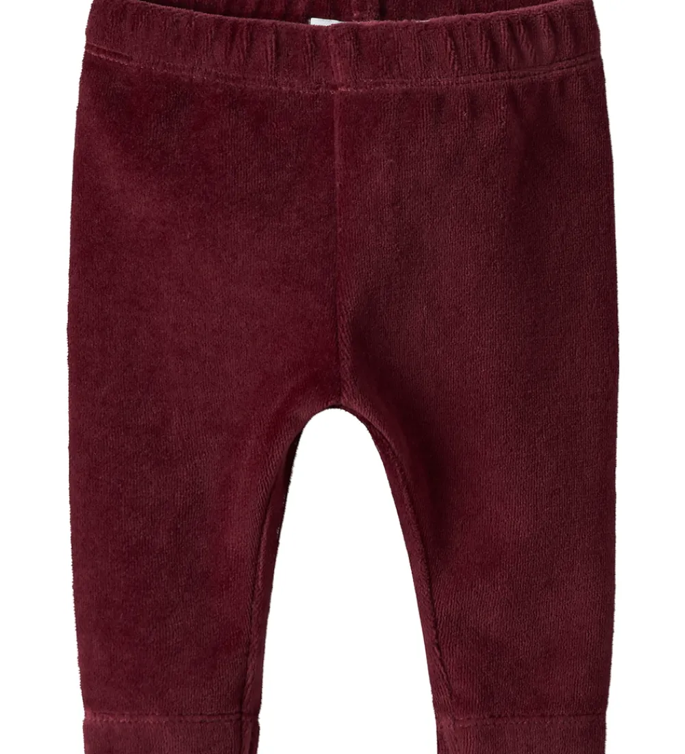 Leggings-Name It Leggings - Velour - NbfRoxy - Burgundy