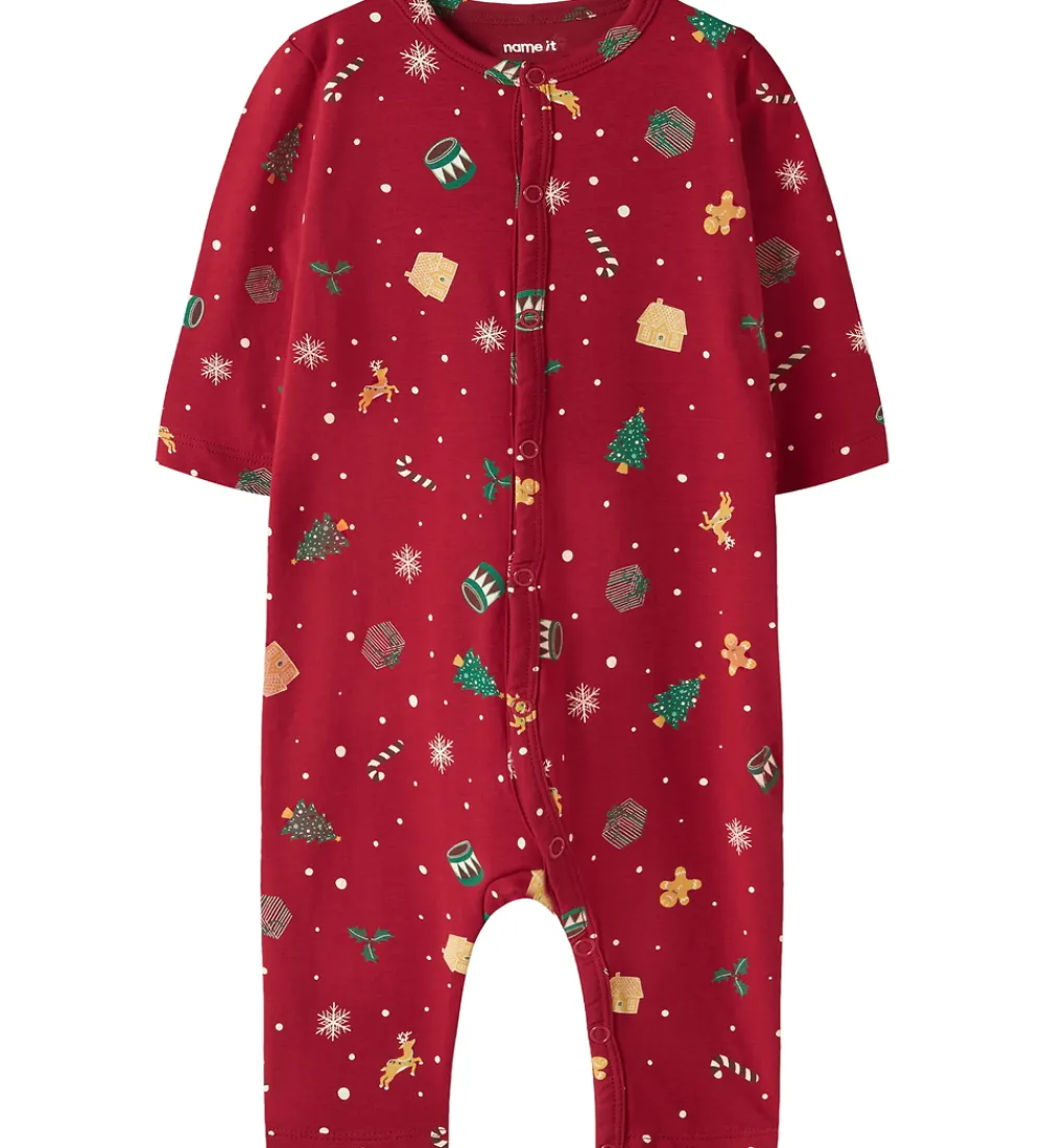 Nattøj-Name It Natdragt - NbnVismas - Jester Red/Xmas AOP Red