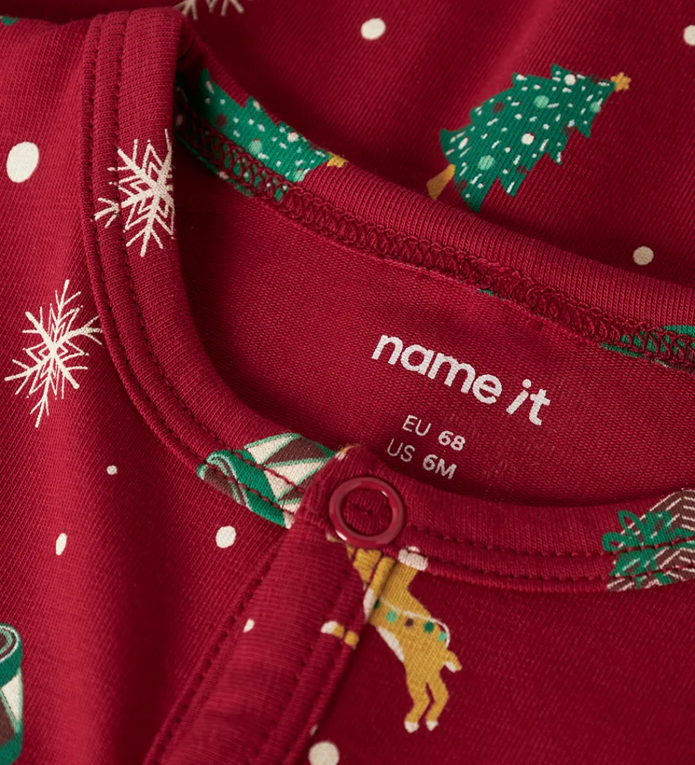 Nattøj-Name It Natdragt - NbnVismas - Jester Red/Xmas AOP Red