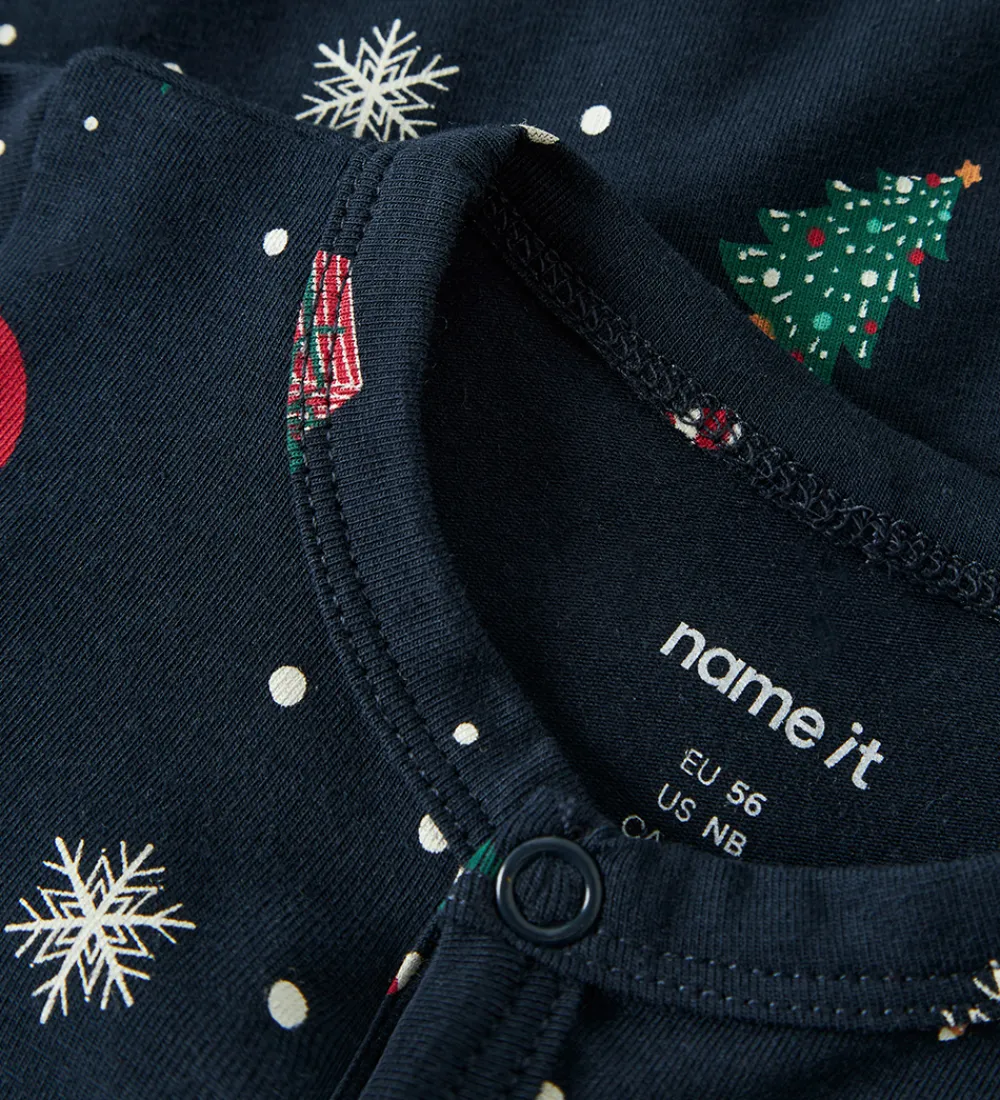 Name It Nattøj*Natdragt - NbnVismas - Navy Blazer/Xmas AOP Navy
