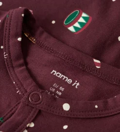 Name It Nattøj*Natdragt - NbnVismas - Burgundy/Xmas AOP