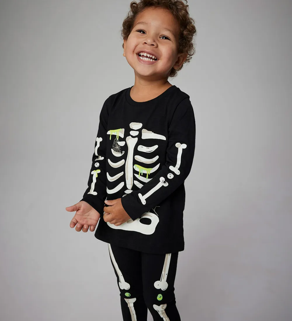 Name It Halloween*Nattøj - 2-delt - Glow - NmnOwen - Sort/Lemonade