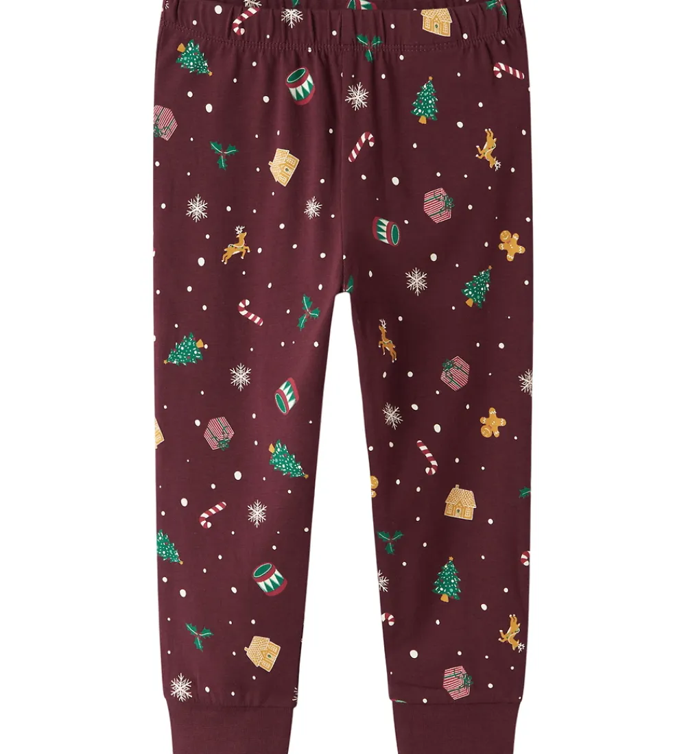 Nattøj-Name It Nattøj - 2-Delt - NmnVismas - Burgundy/Xmas - AOP