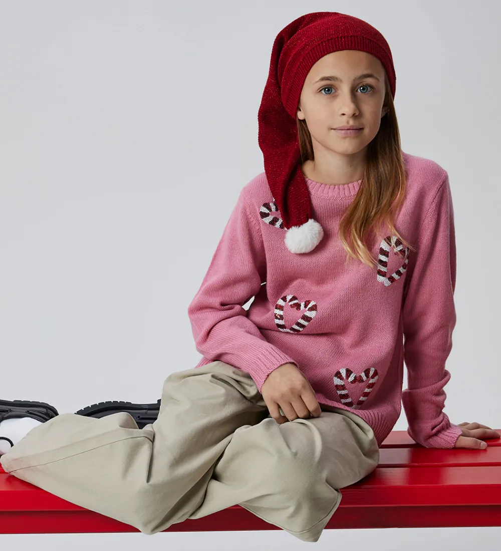 Huer Og Hatte-Name It Nissehue - Strik - NknRinjaha - Jester Red m. Glimmer