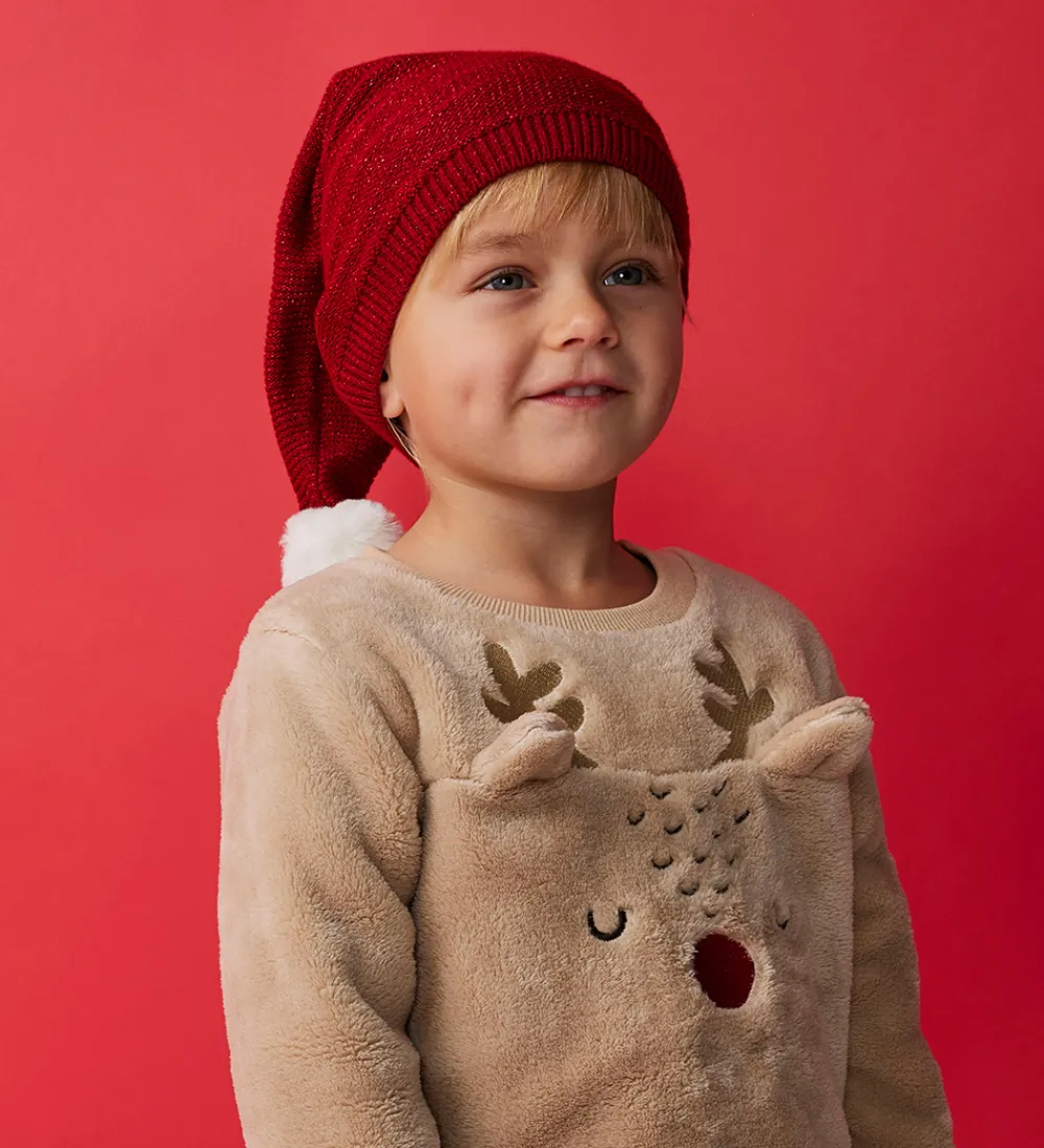 Huer Og Hatte-Name It Nissenue - Strik - NmnRinjah - Jester Red/W. Red Lurex
