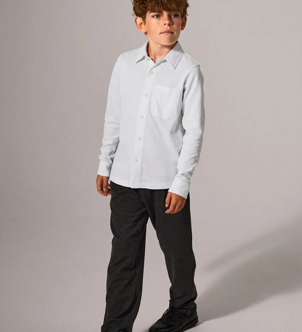 Skjorter-Name It Skjorte - Piqué - NkmRon - Jersey - Bright White