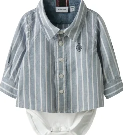 Juletøj|Bodyer-Name It Skjortebody l/æ - NbmRekid - Flint Stone/Thin Stripe - B