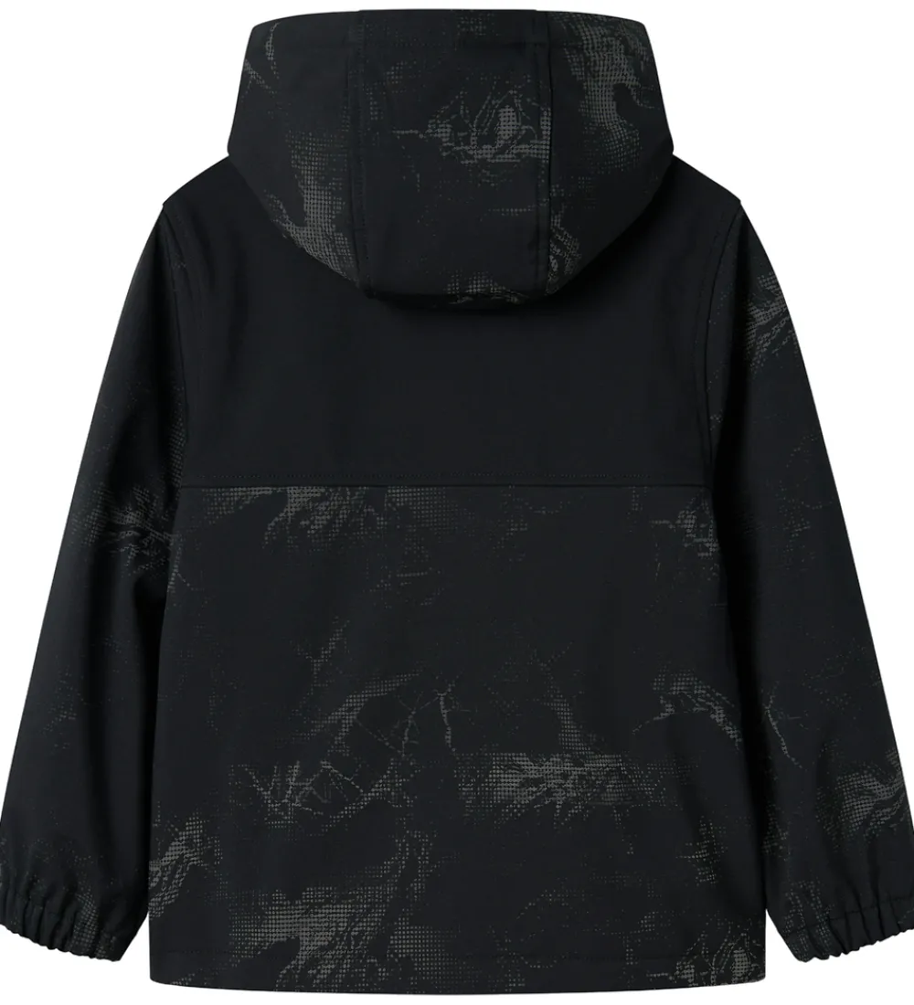 Softshell-Name It Softshell m. Fleece - NkmAlfa08 - Sort m. Refleksprint