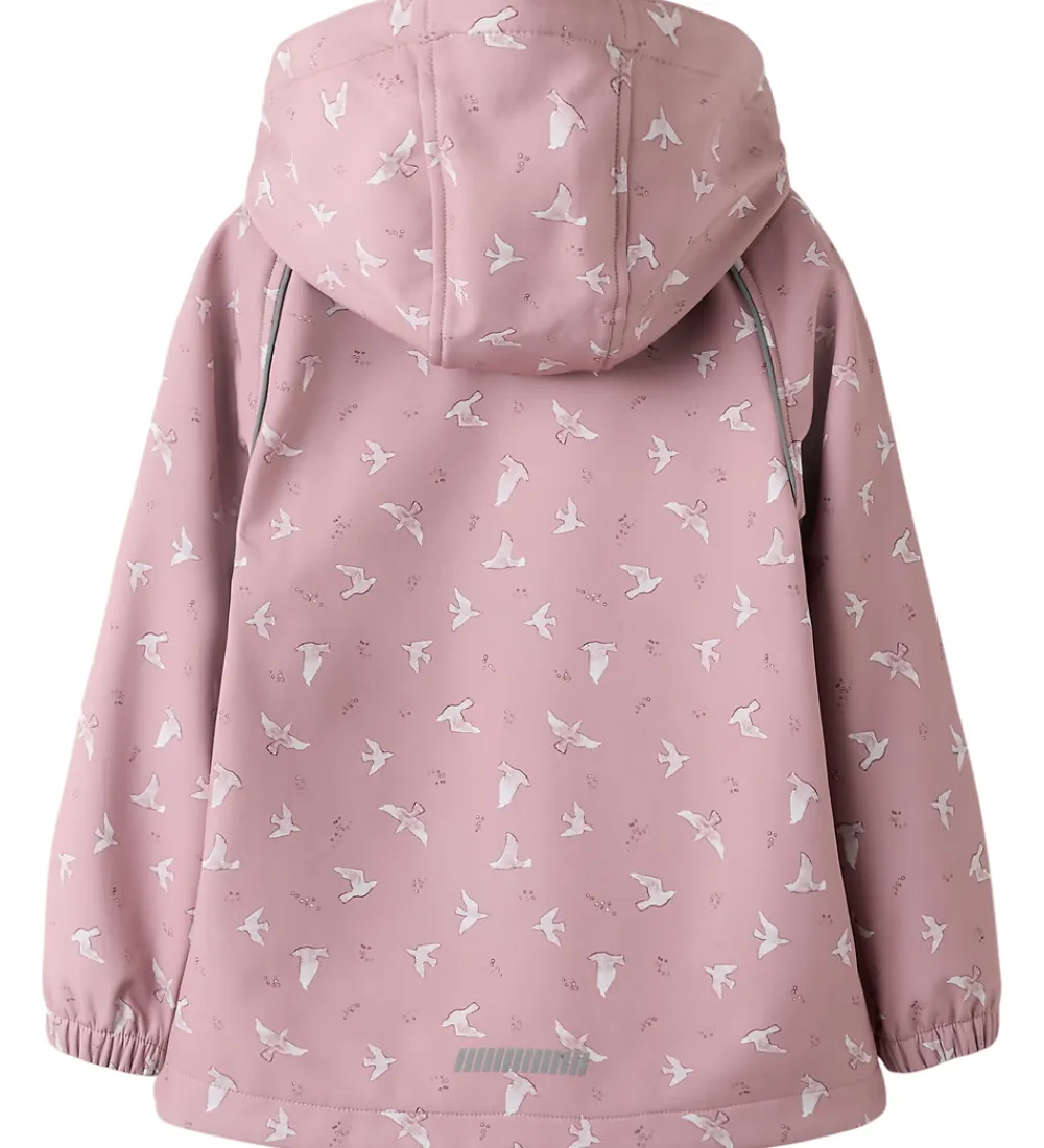 Softshell-Name It Softshelljakke m. Fleece - NmfAlfa08 - Woodrose/Bird