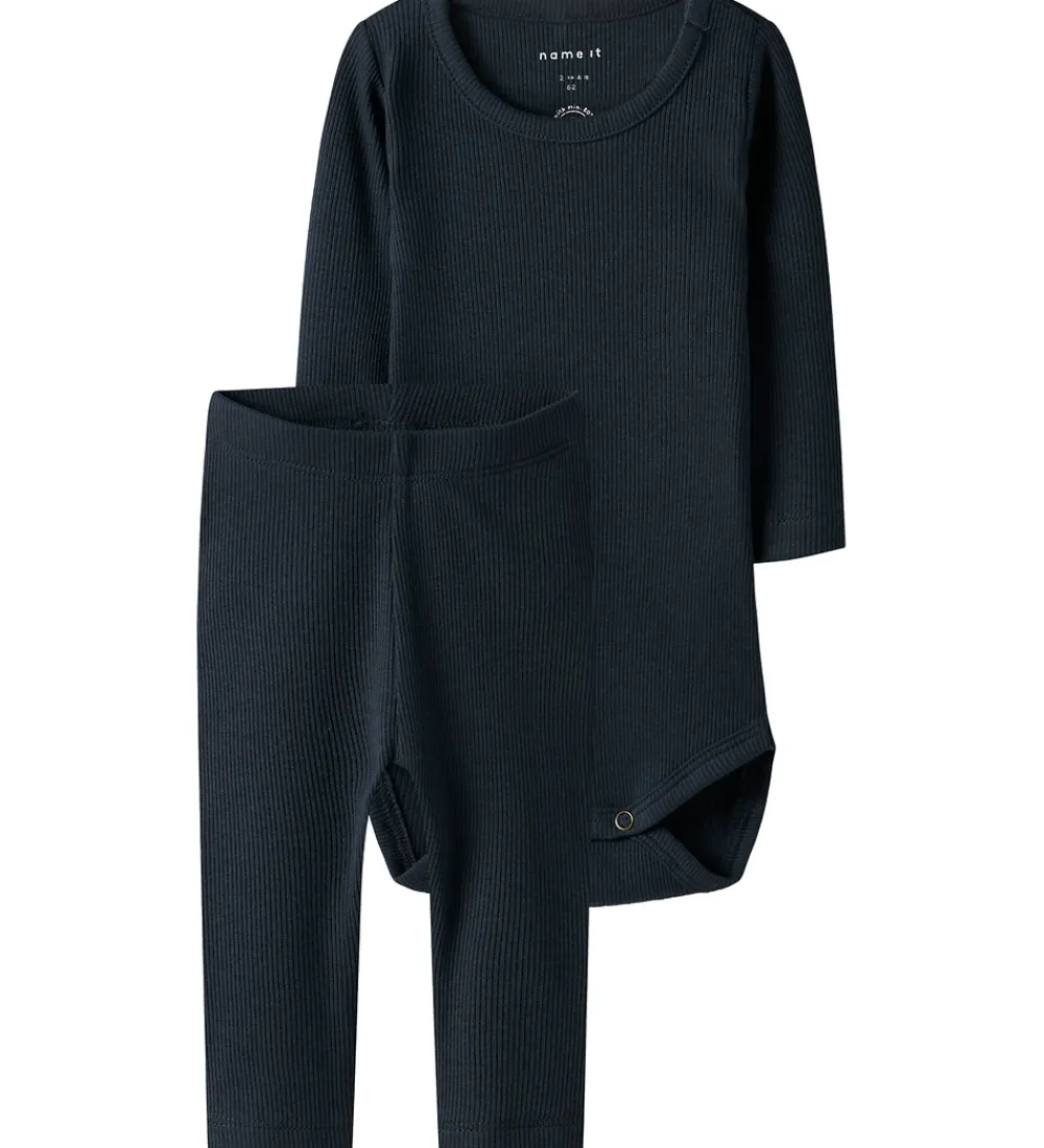 Bodyer|Unisex-Tøj-Name It Sæt - Body l/æ/ Leggings - Noos - NbnKab - Dark Sapphire