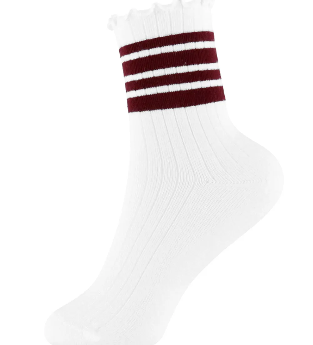 Strømper-Name It Strømper - Rib - NkfSille - Bright White/Burgundy