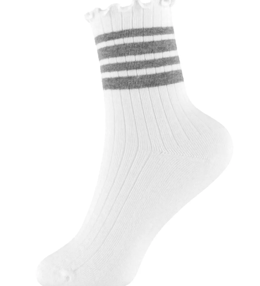 Name It Strømper*Strømper - Rib - NkfSille - Bright White/Grey Melange