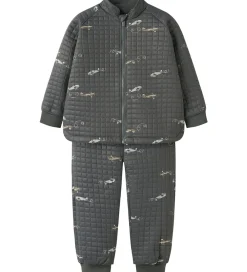 Termotøj-Name It Termotøj m. Fleece - NmmMoon - Grey Pinstripe