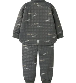 Termotøj-Name It Termotøj m. Fleece - NmmMoon - Grey Pinstripe