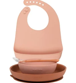 Nattou Spisesæt*Spisesæt - Silikone - 4 dele - Dusty Pink