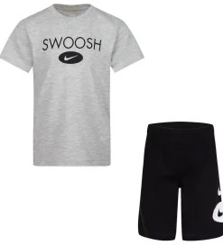 Gymnastiktøj-Nike Shortssæt - T-shirt/Shorts - Swoosh - Sort/Grå