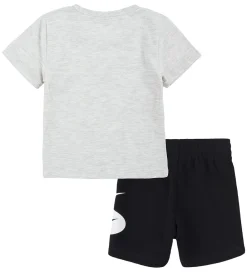Gymnastiktøj-Nike Shortssæt - T-shirt/Shorts - Swoosh - Sort/Grå
