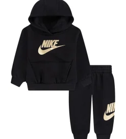 Sweatshirts-Nike Sweatsæt - Club - Black/Metalic Gold