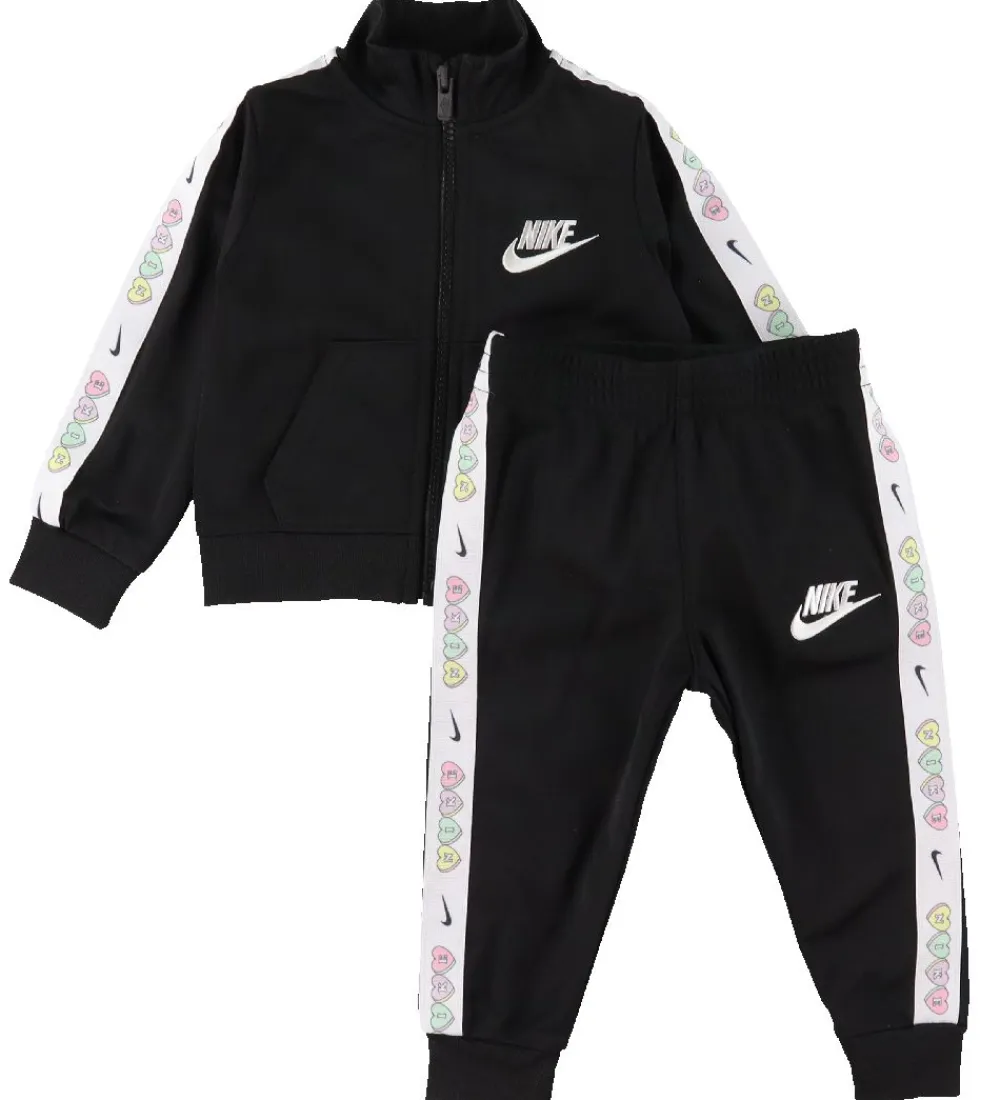 Gymnastiktøj-Nike Træningssæt - Cardigan/Bukser - Taping - Sort