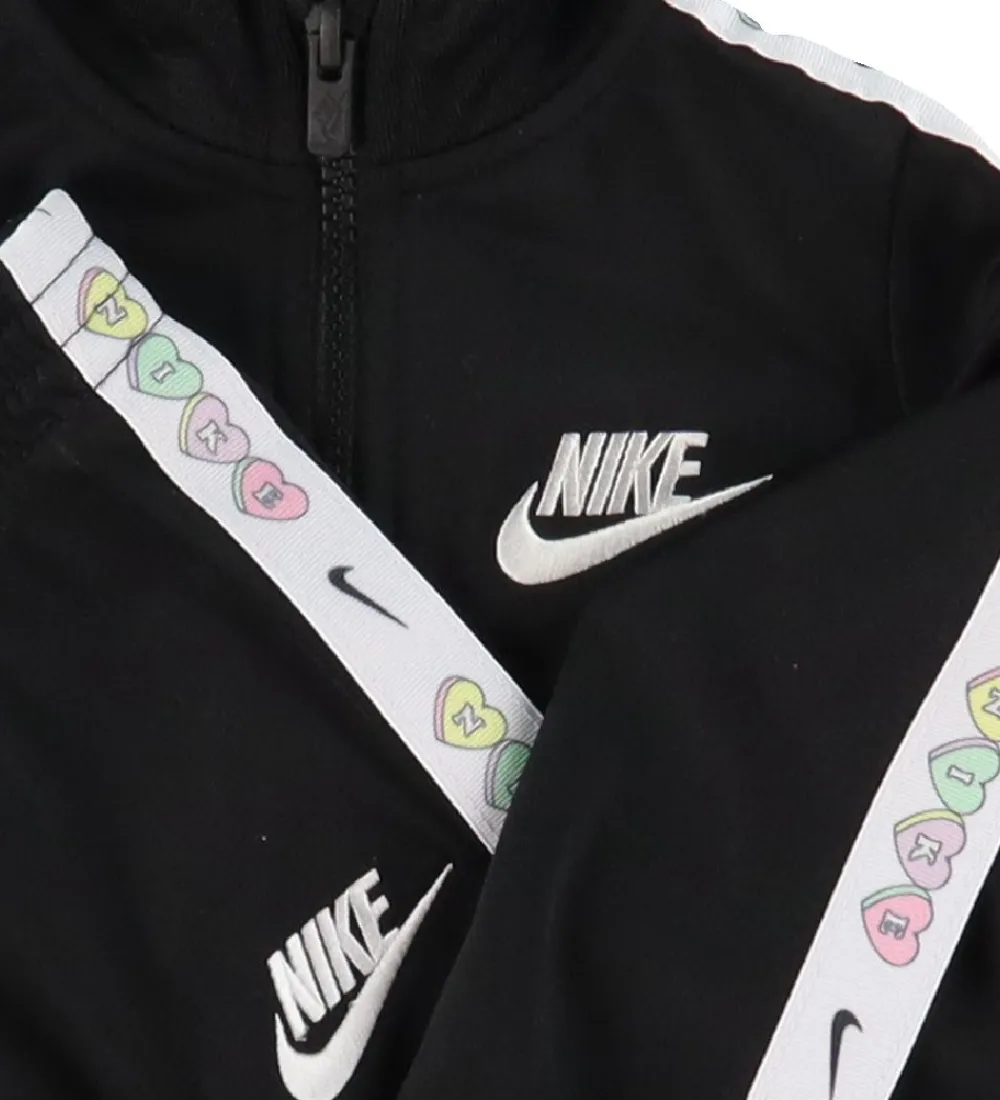 Gymnastiktøj-Nike Træningssæt - Cardigan/Bukser - Taping - Sort