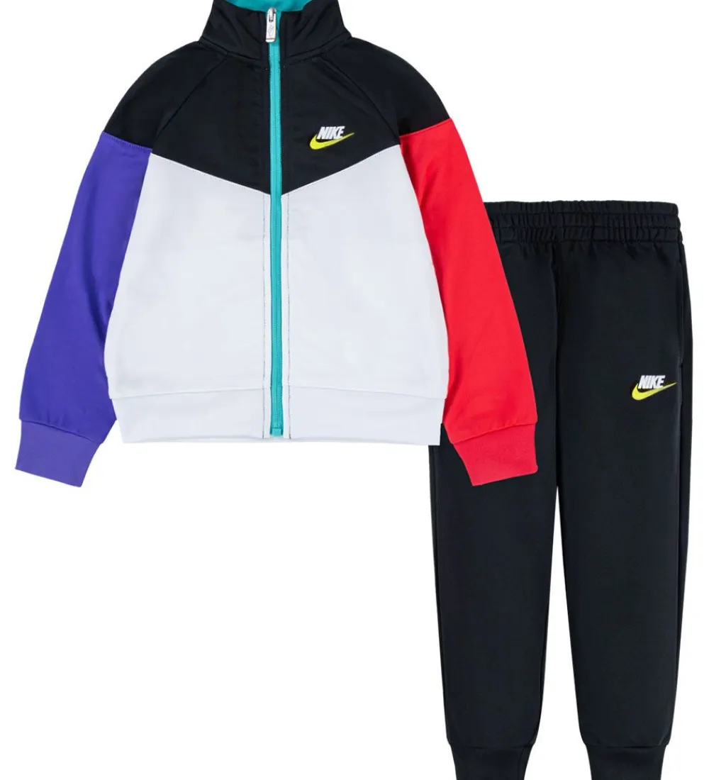 Gymnastiktøj-Nike Træningssæt - Cardigan/Bukser - Blocked - Sort/Multifarvet