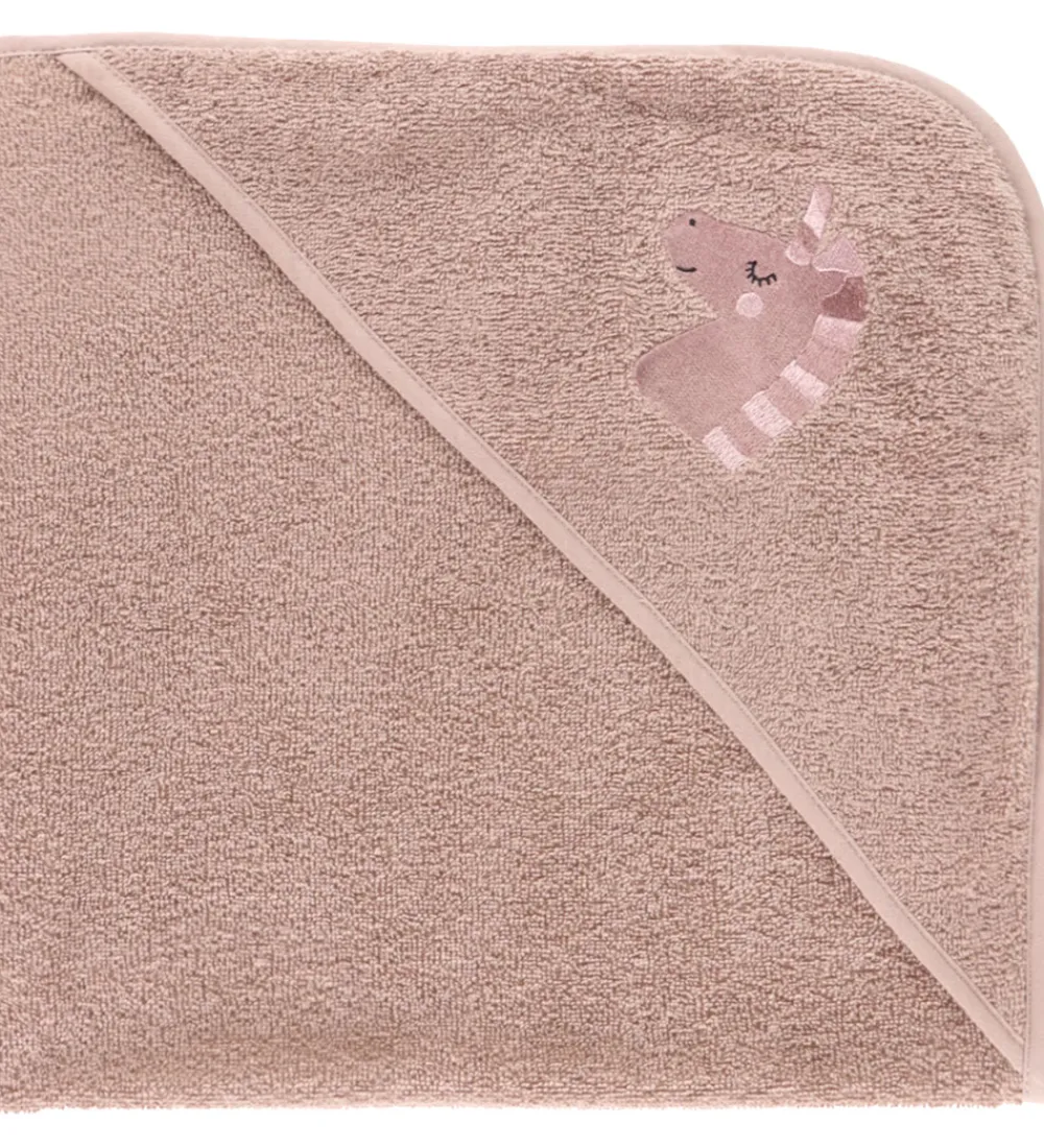 Babyhåndklæde- Og Poncho|Håndklæder-Nørgaard Madsens Babyhåndklæde - 75x75 cm - Mauve m. Enhjørning