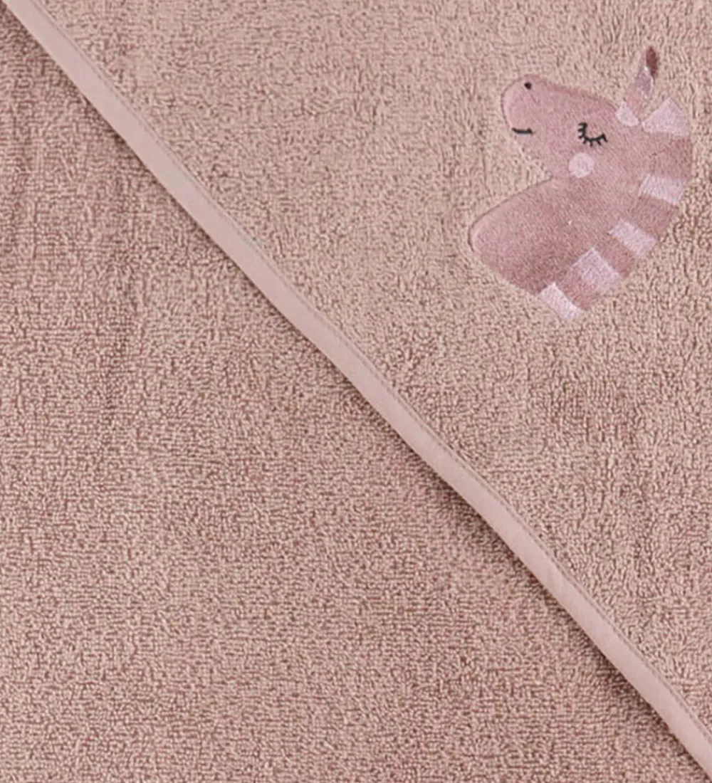 Babyhåndklæde- Og Poncho|Håndklæder-Nørgaard Madsens Babyhåndklæde - 75x75 cm - Mauve m. Enhjørning