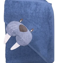 Babyhåndklæde- Og Poncho|Håndklæder-Nørgaard Madsens Babyhåndklæde - 100x100 cm - Middel Blue m. Hva