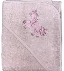 Babyhåndklæde- Og Poncho|Håndklæder-Nørgaard Madsens Badeslag - 75x75 cm - Pale Mauve m. Enhjørning