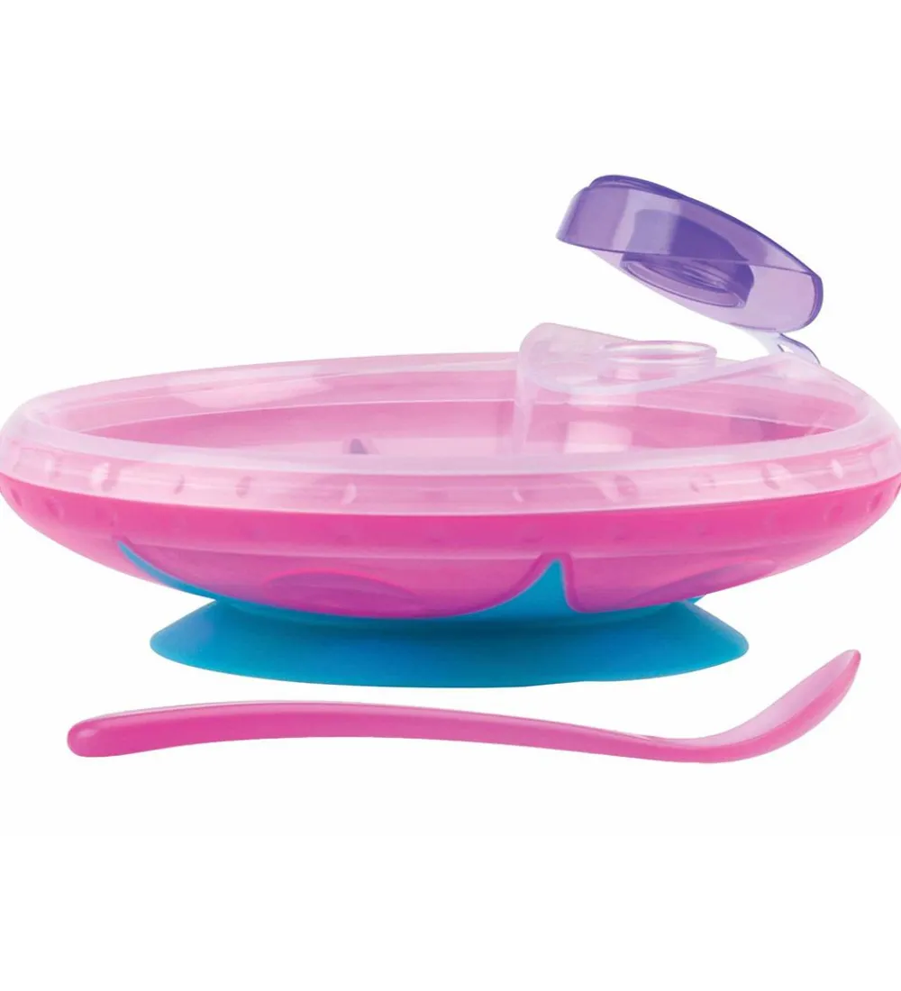Skåle-Nuby Varmeskål m. Ske - Pink