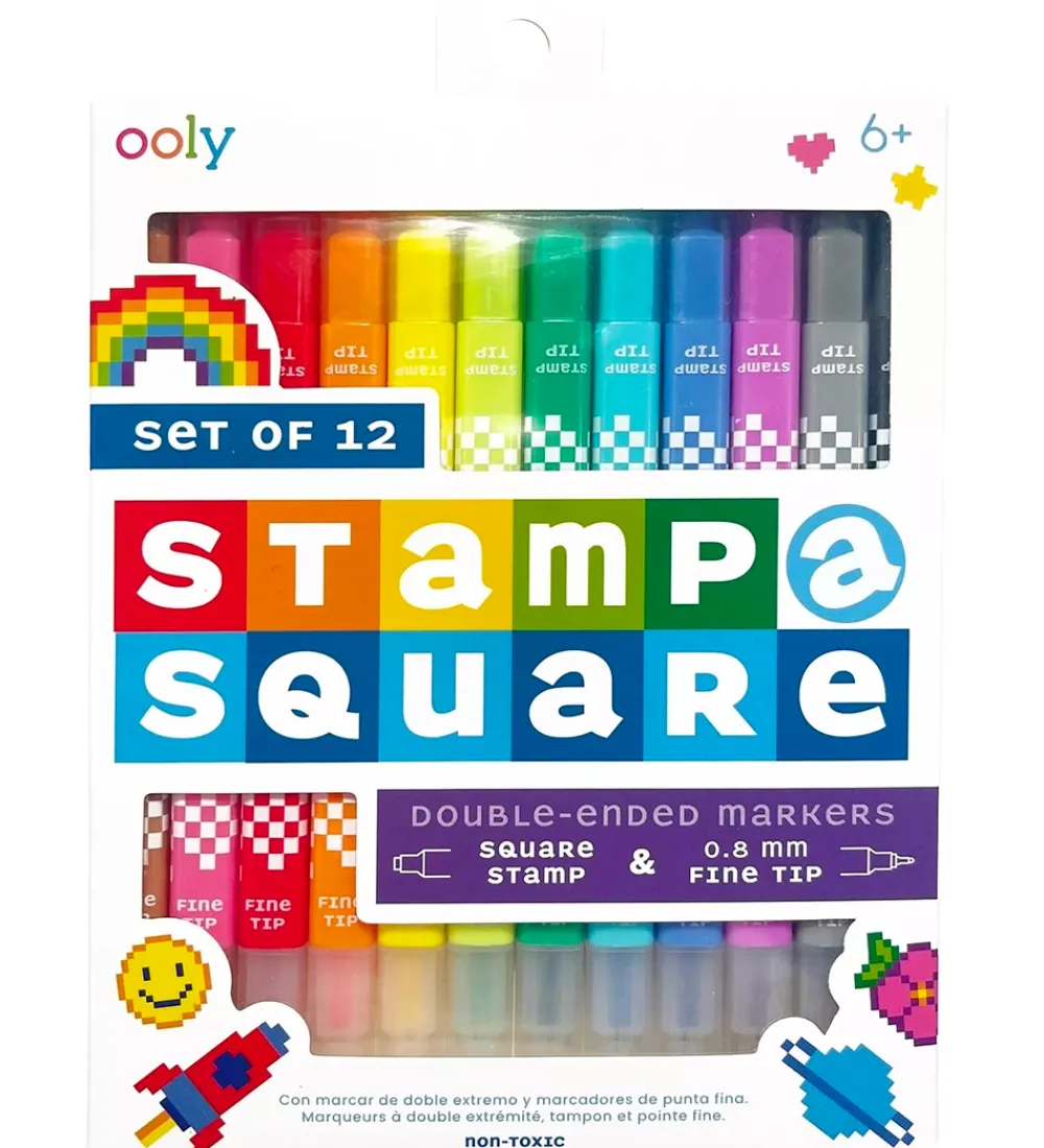 Ooly Skriveredskaber*Dobbeltsidede Tuscher - Stamp a Square - 12 stk