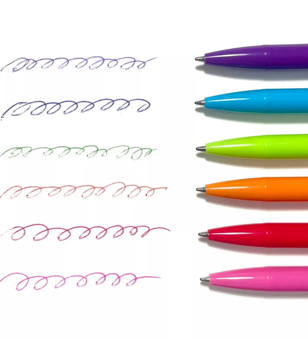 Ooly Skriveredskaber*Kuglepenne - Bright Writers Colored Ballpoint Pens - 6 Stk.