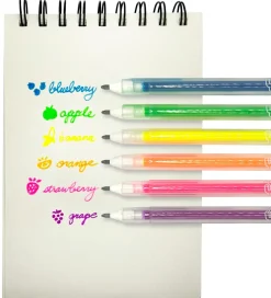 Skriveredskaber-Ooly Kuglepenne m. Frugtduft - Neon - 6 stk - Yummy Yummy