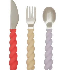 OYOY Spisesæt|Børnebestik*Bestik - Silikone - 3 dele - Mellow Cutlery - Lavender/Vani