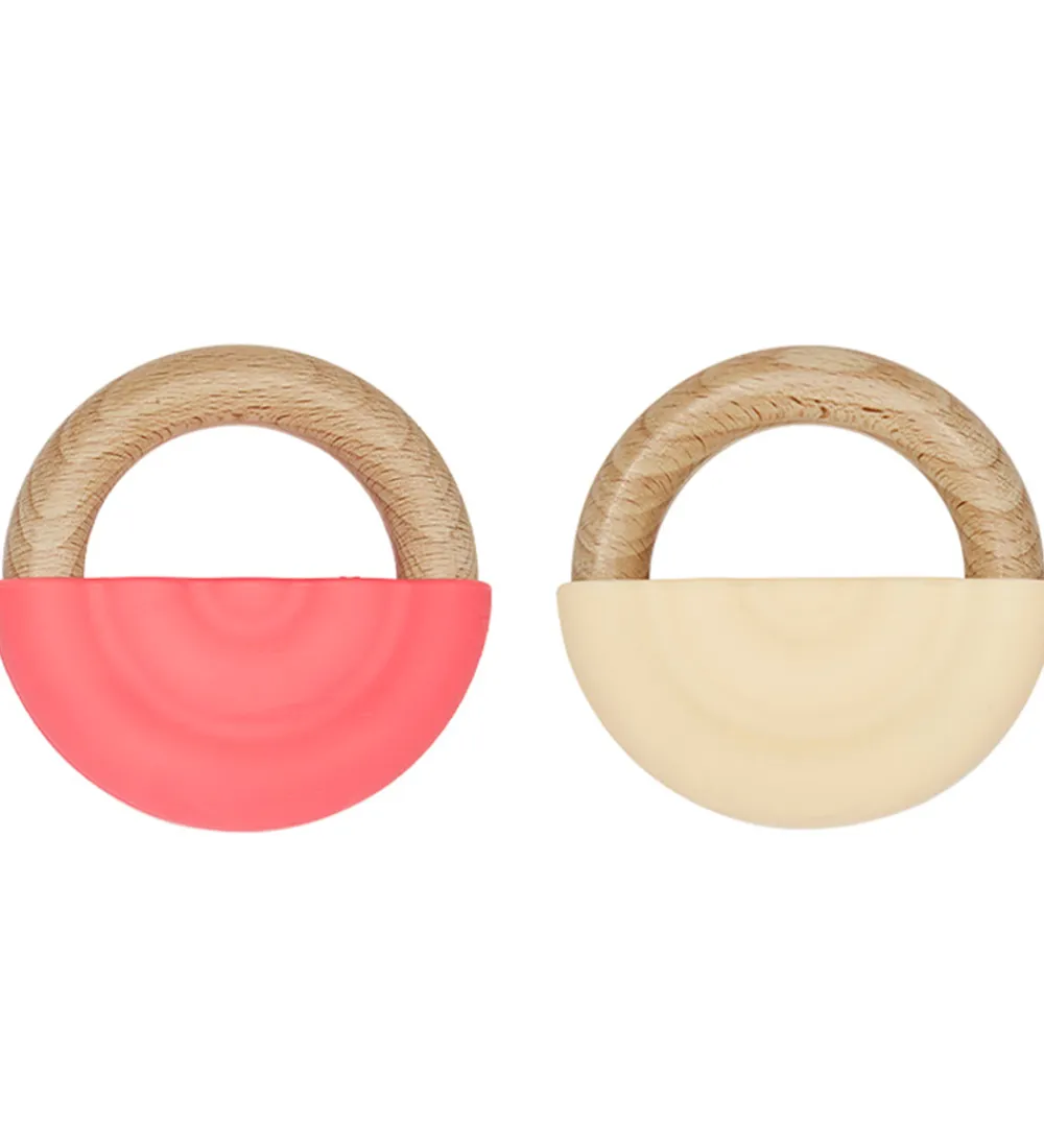 OYOY Bideringe*Bidering - Rainbow Teether - 2-pak - Cherry Red/Vanilla