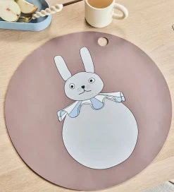 Dækkeservietter-OYOY Dækkeserviet - Silikone - Rabbit Pompom - Clay