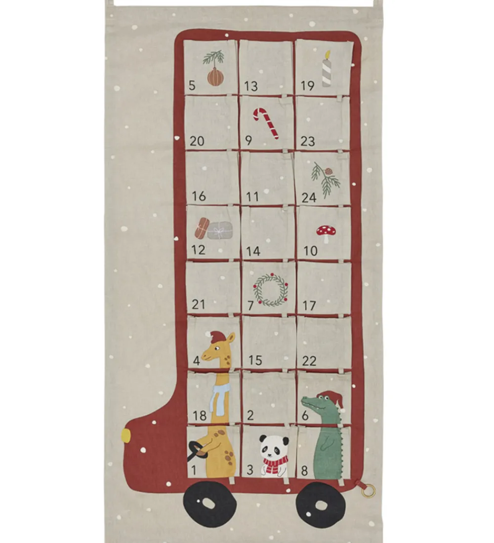 Julekalender-OYOY Julekalender - Bus - Clay/Rød