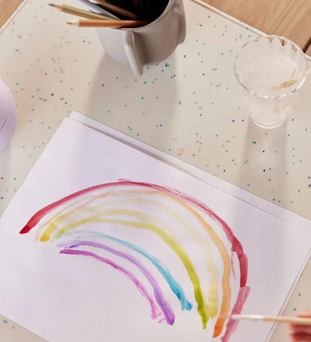 Dækkeservietter-OYOY Kreativitetsmåtte - Silikone - Confetti - Off White