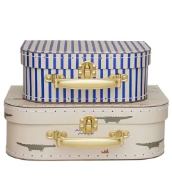OYOY Legekufferter*Kuffertsæt - 2 Stk. - Crocodile & Stripe - Beige