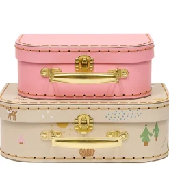Rolleleg|Legekufferter-OYOY Kuffertsæt - 2-pak - Deer & Duck - Camel/Rose