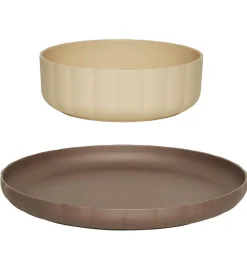 OYOY Tallerkener|Spisesæt*Spisesæt - Bioplast - 2 dele - Pullo - Taupe/Vanilla