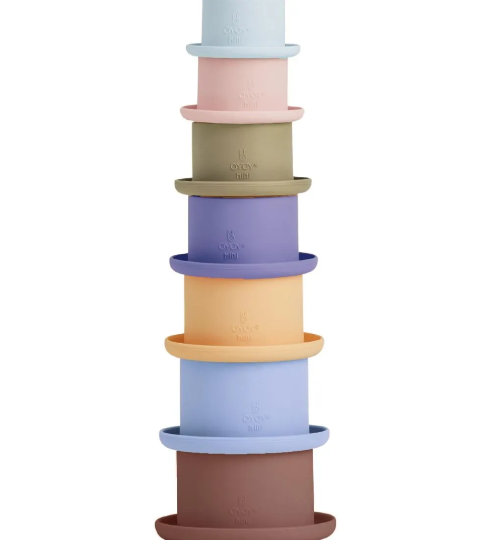 Stablelegetøj-OYOY Stablekopper - Tawa Silikone - Caramel/Blue