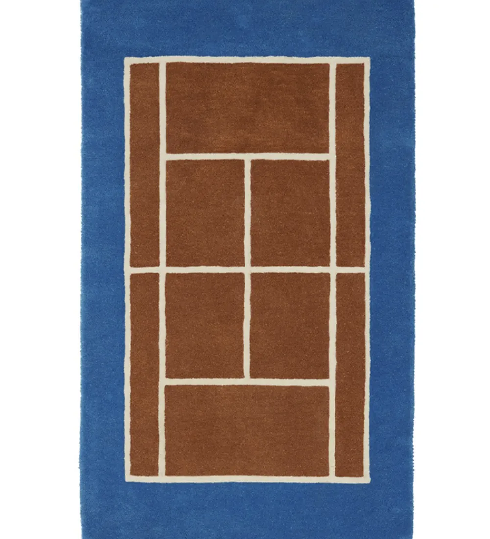 Tæpper-OYOY Tæppe - Tennis Tæppe - 150x88 cm - Caramel/Optic Blue