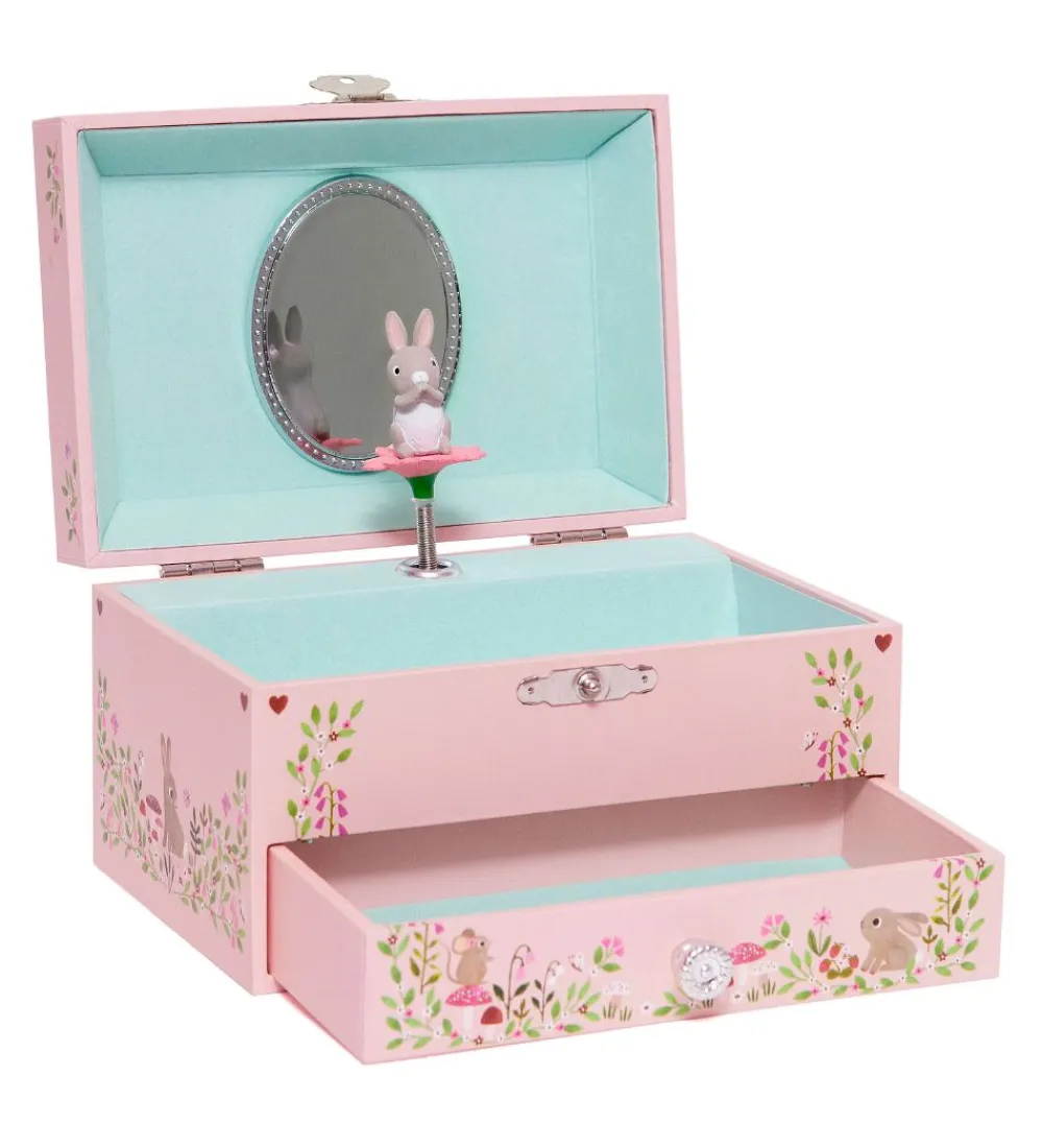 Petit Monkey Smykkeskrin*Smykkeskrin m. Musik - 9x15x10 cm - Woodland - Rosa