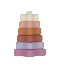 Petit Monkey Stablelegetøj*Stabletårn Stjerner - Silikone - Lilla/Rosa Mix
