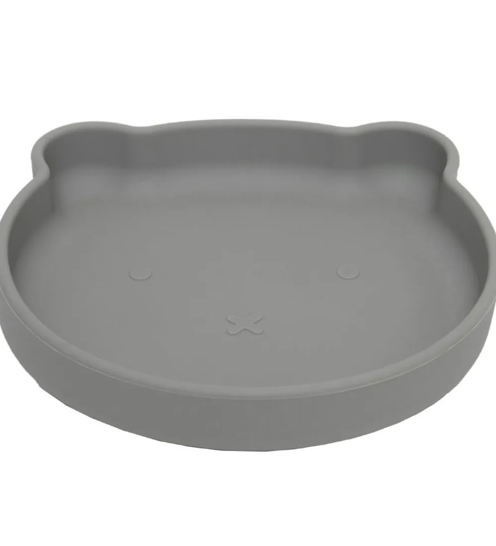 Petit Monkey Tallerkener*Tallerken m. Sugekop - Silikone - Pewter Green
