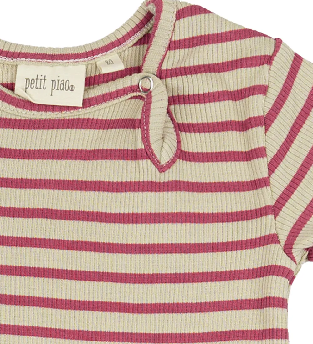 Sommerdragter-Petit Piao Sommerdragt - Rib - Modal - Light Berry/Dark Off Whit
