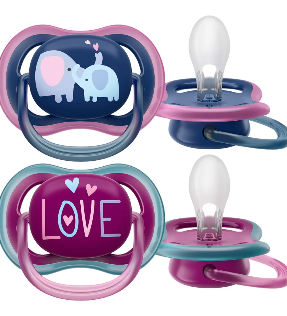 Philips Avent Sutter*Sutter - 2-pak - Ultra Air - Blå/Lilla m. Print