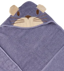 Pippi Baby Babyhåndklæde- Og Poncho*Babyhåndklæde - 83x83 cm - Lavendel m. Kat
